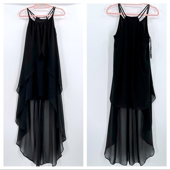 Bisou Bisou Asymmetrical Ruffle Black Dress size 6 - Picture 4 of 10